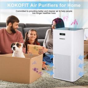 img 1 attached to 🌬️ Kokofit Large Room Air Purifier with CADR 320 & H13 True HEPA Filter | Covers 720 Sq Ft Home | Quiet Eliminator for 99.97% Odors, Allergies, Pets Hair, Mold, Pollen, Smoke, Dust in Bedroom | White