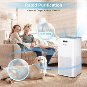 img 3 attached to 🌬️ Kokofit Large Room Air Purifier with CADR 320 & H13 True HEPA Filter | Covers 720 Sq Ft Home | Quiet Eliminator for 99.97% Odors, Allergies, Pets Hair, Mold, Pollen, Smoke, Dust in Bedroom | White