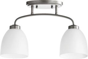 img 1 attached to Quorum International Reyes 2-Light Flushmount - Classic Nickel - Sleek and Stylish Sink Light - 3260-2-64