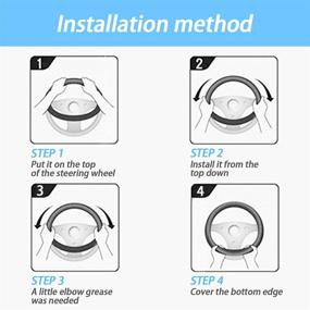 img 1 attached to 🚗 Универсальный чехол на руль с эластичным растяжением 15 дюймов - микроволокно ледяного шелка, дышащий и противоскользящий - тёплый зимой, прохладный летом - лёгкий в ношении, без запаха (чёрный)