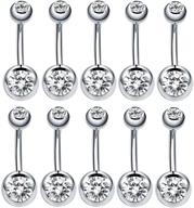 💎 glamorous collection: 10pcs crazypiercing rhinestone belly button navel ring bar - surgical grade steel 23x8mm logo