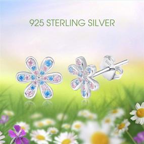 img 3 attached to Daisy Earrings: 925 Sterling Silver Studs for Women & Girls, Hypoallergenic Flower Earrings with Cubic Zirconia