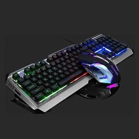 img 4 attached to 🎮 Gaming Keyboard and Mouse Combo with Color Changing Backlit, USB PC Gaming Mouse and Keyboard Set for Xbox PS4 Prime Gamer, RGB Waterproof Keyboard