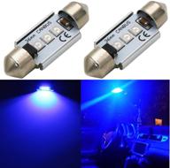 🔵 alla lighting 500 lumens super bright blue led bulb 36mm (1.50") interior festoon map dome trunk glove box license plate tag lights replacement for 6411, 6413, 6418 c5w logo