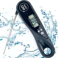 black instant read food thermometer with probe - digital meat thermometer for cooking and grilling logo