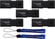 🔑 5 pack 32gb kingston digital data traveler dt100 g3 32 gb usb high speed flash drive (dt100g3) with 2 everything but stromboli lanyards logo