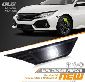 img 2 attached to 🚘 HERCOO Smoke Front LED Side Marker Light Bumper Cover Lens with T10 Light Bulbs - Compatible with Honda Civic 10th Generation (2016-2021) Coupe Hatchback