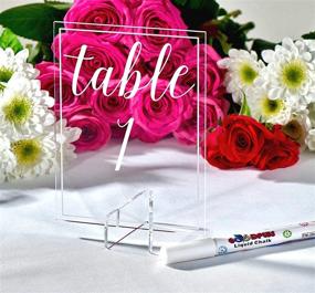 img 4 attached to 🎨 10 Sets of Acrylic Table Numbers & Signs with Stands + Calligraphy Pen | Ideal Acrylic Table Numbers for Weddings | Versatile Acrylic Signs and Calligraphy Solutions | Premium Acrylic Sheets and Blanks