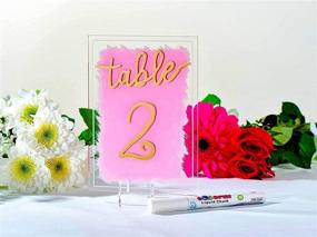 img 2 attached to 🎨 10 Sets of Acrylic Table Numbers & Signs with Stands + Calligraphy Pen | Ideal Acrylic Table Numbers for Weddings | Versatile Acrylic Signs and Calligraphy Solutions | Premium Acrylic Sheets and Blanks