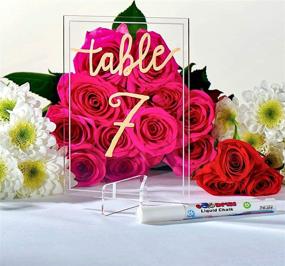 img 3 attached to 🎨 10 Sets of Acrylic Table Numbers & Signs with Stands + Calligraphy Pen | Ideal Acrylic Table Numbers for Weddings | Versatile Acrylic Signs and Calligraphy Solutions | Premium Acrylic Sheets and Blanks
