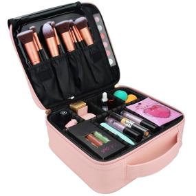 img 3 attached to Relavel Travel Makeup Train Case - Portable Cosmetic Organizer Bag with Adjustable Dividers, Ideal for Cosmetics, Makeup Brushes, Toiletry & Jewelry - 10.3 inches (Pink)