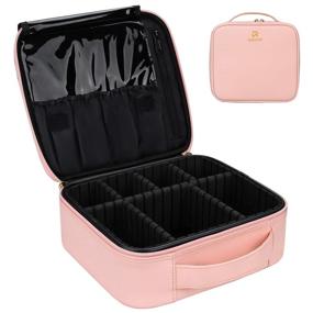 img 4 attached to Relavel Travel Makeup Train Case - Portable Cosmetic Organizer Bag with Adjustable Dividers, Ideal for Cosmetics, Makeup Brushes, Toiletry & Jewelry - 10.3 inches (Pink)