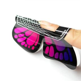 img 4 attached to 🦋 KADS 100pcs Big Size Butterfly-shaped Self Adhesive Gel Nail Extension Forms for Acrylic Nail Tips - 1 Roll