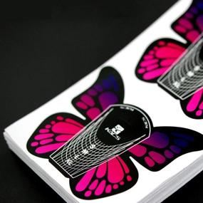 img 1 attached to 🦋 KADS 100pcs Big Size Butterfly-shaped Self Adhesive Gel Nail Extension Forms for Acrylic Nail Tips - 1 Roll