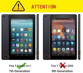 img 3 attached to Чехол Boskin для планшета Kindle Fire 7, выпущенного в 2017 году, 7-го поколения, с подставкой, надежный чехол [не подходит для 9-го поколения, выпущенного в 2019 году] (Черный)