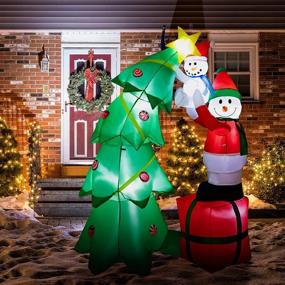 img 4 attached to 🎄 HOLLO STAR 5.8FT Christmas Inflatable Yard Decor - Lighted Tree with Gift Bag Snowman - Outdoor/Indoor Holiday Decorations with LED Lights
