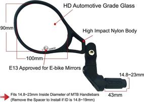 img 3 attached to 🚲 Hafny E13 Bar End E-Bike Mirror - Large HD Glass Surface, Safe Blast-Resistant Cycling Mirror