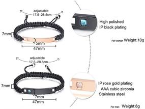 img 3 attached to Перевод на русский язык названия продукта: "Браслеты для пары с индивидуальным оформлением - MJartoria персонализированные браслеты для него и для неё, ручной работы из плетеного каната со стразами и нержавеющей стали для жены и мужа