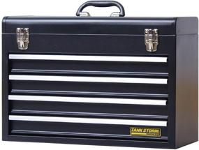 img 4 attached to 🔧 TANKSTORM Portable Steel Tool Chest with Drawers: Efficient 4-Drawer Box Storage Organizer Cabinet for Metal Tools, Ball Bearing Slides - Black