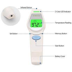 img 1 attached to 🌡️ SmileCare Infrared Forehead Ear Thermometer: Non-Contact Digital for Adults and Baby - Instant Readings, Fever Alarm, Object Mode - 20 Memory Function (Beige)