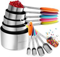 🍴 chefrock heavy duty unbreakable stainless steel measuring cups & spoons set - slim design for narrow spice jars (10-piece) логотип