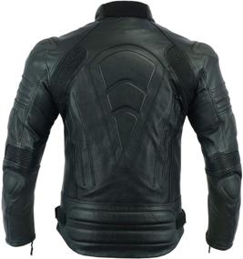 img 4 attached to 🧥 Motorcycle Armoured Perforated Leather Jacket in Men's Natural Grain with External Armours - Black (Size L) | MBJ-1728A