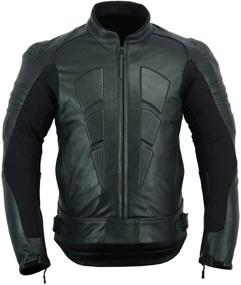 img 3 attached to 🧥 Motorcycle Armoured Perforated Leather Jacket in Men's Natural Grain with External Armours - Black (Size L) | MBJ-1728A