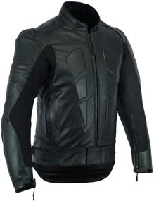 img 2 attached to 🧥 Motorcycle Armoured Perforated Leather Jacket in Men's Natural Grain with External Armours - Black (Size L) | MBJ-1728A