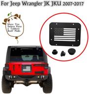 mfc spare tire delete plate tailgate vent-plate cover for jeep wrangler jk jku 2007-2017 (usa flag) - tailgate body plugs included logo