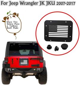 img 4 attached to MFC Spare Tire Delete Plate Tailgate Vent-Plate Cover for Jeep Wrangler JK JKU 2007-2017 (USA Flag) - Tailgate Body Plugs Included