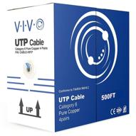 🔵 vivo blue 500ft bulk cat6 ethernet cable - full copper, 23 awg, utp pull box, cat-6 wire for indoor network installations - cable-v017 logo