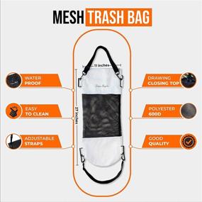 img 3 attached to Portable Mesh Boat Trash Bag - Deluxe Recycles | Washable, Leakproof & Lightweight Outdoor Garbage Bag for Kayak, Camper | Large Capacity Bin Bag (White)