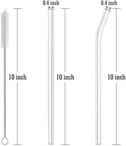 img 3 attached to 🥤 Hiware Reusable Glass Straws Set, Pack of 4 Drinking Straws with Cleaning Brush, 10 inch Length x 10 mm Diameter, Dishwasher Safe