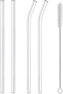 🥤 hiware reusable glass straws set, pack of 4 drinking straws with cleaning brush, 10 inch length x 10 mm diameter, dishwasher safe logo