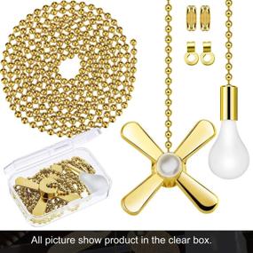 img 3 attached to 🔗 Golden Pull Chain Set: 2 Metal Fan and Light Bulb Shaped Pieces with Connector, 1 Lengthy Extension Beaded Pull Chain – Box Included