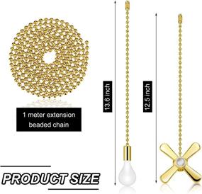 img 1 attached to 🔗 Golden Pull Chain Set: 2 Metal Fan and Light Bulb Shaped Pieces with Connector, 1 Lengthy Extension Beaded Pull Chain – Box Included