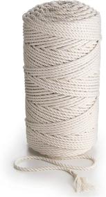 img 4 attached to 🧵 Macrame Cotton Cord 5mm Natural 755 feet Unstained Rope - Ideal for Wall Hanging, Wedding Arch, Plant Hangers & Crafts - Thick Twisted DIY String for Beginners