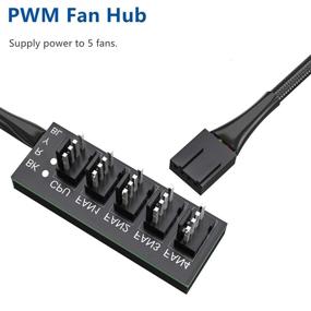 img 3 attached to 🔌 2 Pack PWM Fan Hub, PC Fan Splitter 5-Way Sleeved Power Supply Cable Adapter, Internal Motherboard Fan Power Extension Cable Cord RFAdapter for Computer Cooler Case 4-Pin and 3-Pin Fans, 17.7 inch