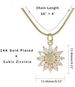 img 1 attached to 🌻 BZEBI 14K Gold Plated Sunflower Necklace - Women's Teen Girls Friendship Gifts, You Are My Sunshine Design, Shiny Cubic Zirconia Petals, Chain Length 16" + 4" Extender