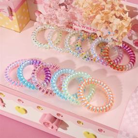 img 2 attached to 💕 PinkSheep Hair Ties: 24-Pack of Non-Crease, Colorful Elastic Coils for Women & Girls - Hair Accessories for No-Soak, Hassle-Free Styling