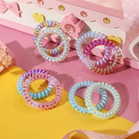 img 3 attached to 💕 PinkSheep Hair Ties: 24-Pack of Non-Crease, Colorful Elastic Coils for Women & Girls - Hair Accessories for No-Soak, Hassle-Free Styling