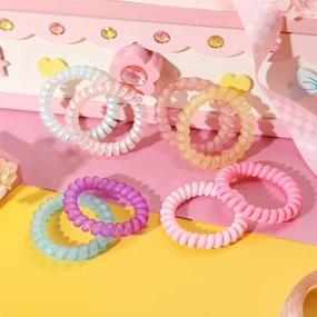 img 1 attached to 💕 PinkSheep Hair Ties: 24-Pack of Non-Crease, Colorful Elastic Coils for Women & Girls - Hair Accessories for No-Soak, Hassle-Free Styling