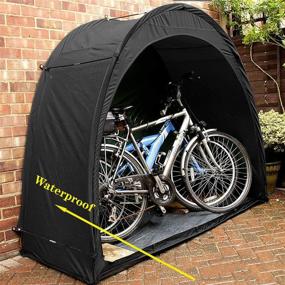 img 3 attached to 🏻 Hwayslon Bike Tent: Thicken Waterproof Portable Storage Shed for Bikes - Reinforced Alloy Bracket - Ideal for Outdoor Camping & Garden - Black