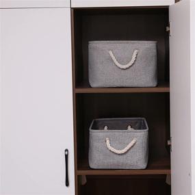 img 1 attached to 📦 Convenient Small Grey Storage Bins with Sturdy Cotton Handles for Home & Office Organization