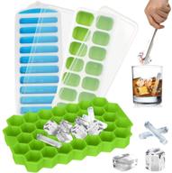 🧊 premium silicone ice cube tray with lid - 3 pack easy release small ice trays with lids for freezer cocktail - bpa free & stackable ice tray: must-have kitchen gadget logo