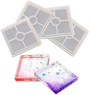 🏡 huture 4 pcs diy coaster silicone mold with resin cement: clear epoxy molds for home decoration, concrete casting, polymer clay - prevents deformation logo