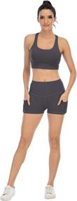 img 3 attached to CHRLEISURE Spandex Pockets Waisted BlackGrayWine Sports & Fitness in Other Sports