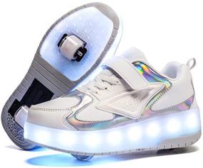 img 4 attached to Ylllu Kids LED Roller Skate Shoes | Double Wheel | 👟 USB Charge | Light up Roller Shoes | Gift for Girls Boys Children