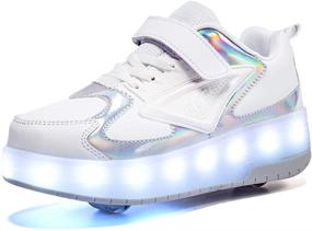 img 3 attached to Ylllu Kids LED Roller Skate Shoes | Double Wheel | 👟 USB Charge | Light up Roller Shoes | Gift for Girls Boys Children