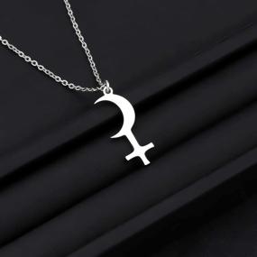 img 1 attached to 🌙 Lilith Symbol Crescent Moon Necklace with Cross - Astrology Jewelry Pendant for Pagan Enthusiasts